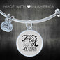 Fly As Far As Your Wings Can Take You Stainless Steel or 18k Gold Circle Bangle Bracelet - Express Your Love Gifts