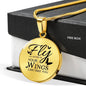 Fly As Far As Your Wings Can Take You Transparent Circle Necklace Stainless Steel or 18k Gold 18-22" - Express Your Love Gifts
