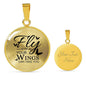 Fly As Far As Your Wings Can Take You Transparent Circle Necklace Stainless Steel or 18k Gold 18-22" - Express Your Love Gifts