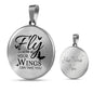 Fly As Far As Your Wings Can Take You Transparent Circle Necklace Stainless Steel or 18k Gold 18-22" - Express Your Love Gifts