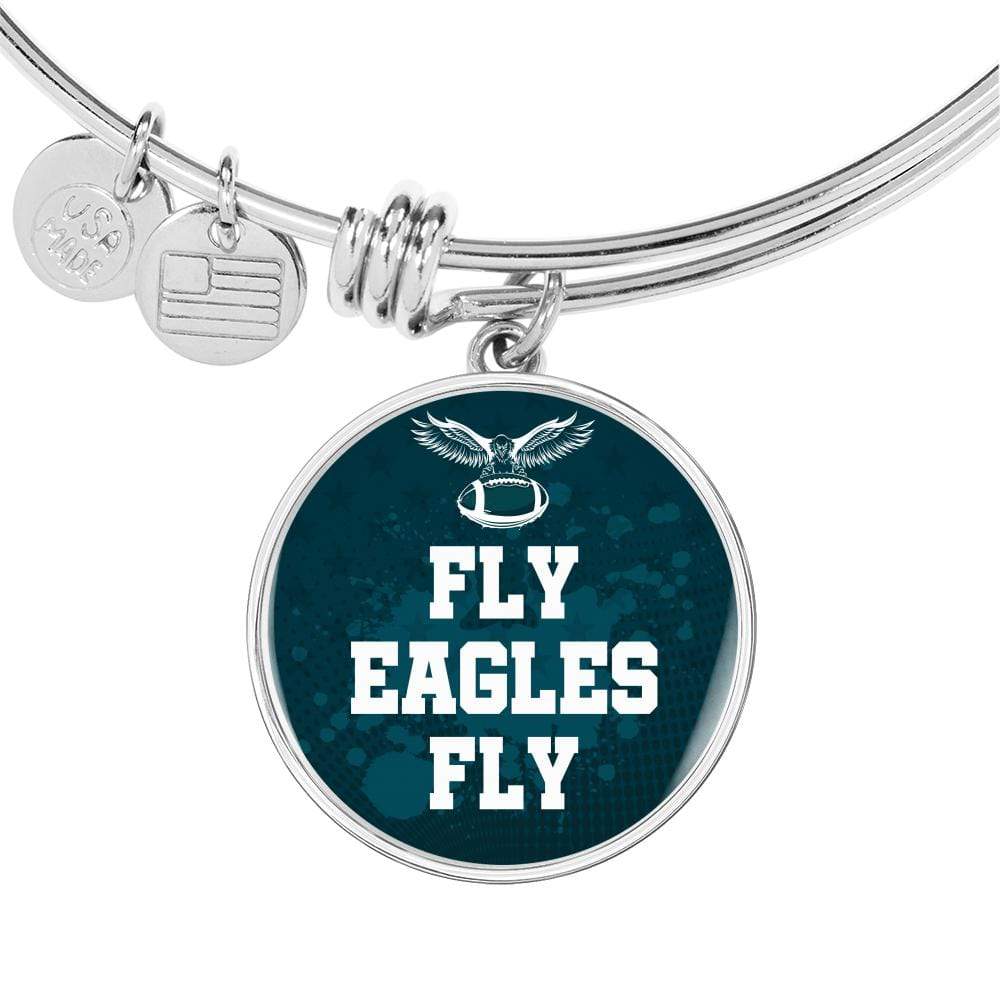 Fly Eagles Fly Bracelet Stainless Steel or 18k Gold Circle Bangle Bracelet - Express Your Love Gifts
