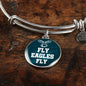 Fly Eagles Fly Bracelet Stainless Steel or 18k Gold Circle Bangle Bracelet - Express Your Love Gifts