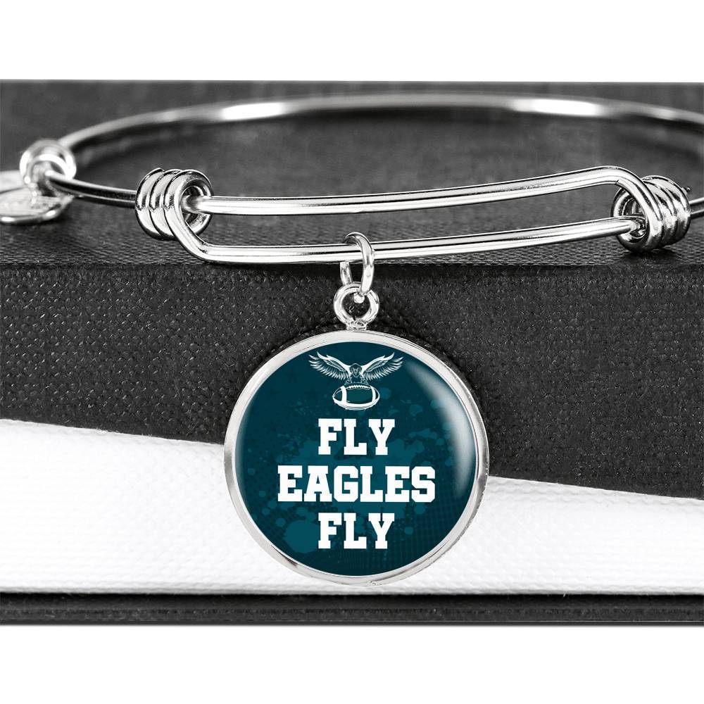 Fly Eagles Fly Bracelet Stainless Steel or 18k Gold Circle Bangle Bracelet - Express Your Love Gifts