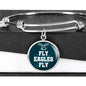 Fly Eagles Fly Bracelet Stainless Steel or 18k Gold Circle Bangle Bracelet - Express Your Love Gifts
