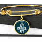 Fly Eagles Fly Bracelet Stainless Steel or 18k Gold Circle Bangle Bracelet - Express Your Love Gifts