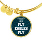 Fly Eagles Fly Bracelet Stainless Steel or 18k Gold Circle Bangle Bracelet - Express Your Love Gifts