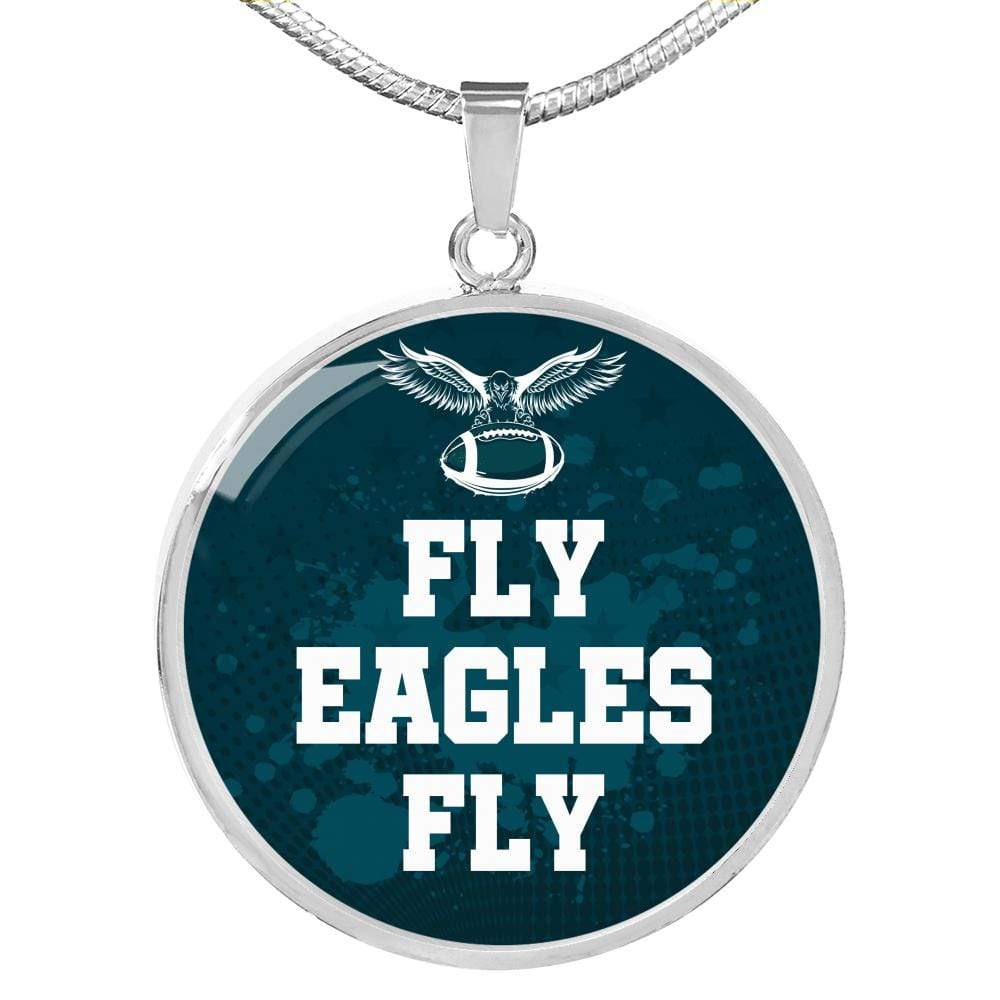 Fly Eagles Fly Circle Necklace Stainless Steel or 18k Gold 18-22" - Express Your Love Gifts