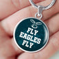 Fly Eagles Fly Circle Necklace Stainless Steel or 18k Gold 18-22" - Express Your Love Gifts