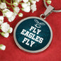 Fly Eagles Fly Circle Necklace Stainless Steel or 18k Gold 18-22" - Express Your Love Gifts