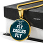 Fly Eagles Fly Circle Necklace Stainless Steel or 18k Gold 18-22" - Express Your Love Gifts