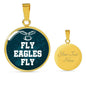 Fly Eagles Fly Circle Necklace Stainless Steel or 18k Gold 18-22" - Express Your Love Gifts
