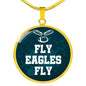 Fly Eagles Fly Circle Necklace Stainless Steel or 18k Gold 18-22" - Express Your Love Gifts