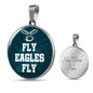 Fly Eagles Fly Circle Necklace Stainless Steel or 18k Gold 18-22" - Express Your Love Gifts