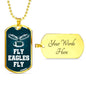 Fly Eagles Fly Necklace Stainless Steel or 18k Gold Dog Tag 24" Chain-Express Your Love Gifts