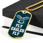 Fly Eagles Fly Necklace Stainless Steel or 18k Gold Dog Tag 24" Chain-Express Your Love Gifts