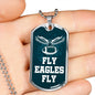 Fly Eagles Fly Necklace Stainless Steel or 18k Gold Dog Tag 24" Chain-Express Your Love Gifts