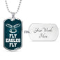 Fly Eagles Fly Necklace Stainless Steel or 18k Gold Dog Tag 24" Chain-Express Your Love Gifts