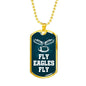 Fly Eagles Fly Necklace Stainless Steel or 18k Gold Dog Tag 24" Chain-Express Your Love Gifts