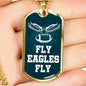 Fly Eagles Fly Necklace Stainless Steel or 18k Gold Dog Tag 24" Chain-Express Your Love Gifts