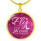 Fly Inspirational Gift Circle Necklace Stainless Steel or 18k Gold 18-22" - Express Your Love Gifts