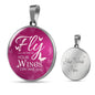 Fly Inspirational Gift Circle Necklace Stainless Steel or 18k Gold 18-22" - Express Your Love Gifts