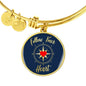Follow Your Heart Compass Stainless Steel or 18k Gold Circle Bangle Bracelet - Express Your Love Gifts