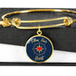 Follow Your Heart Compass Stainless Steel or 18k Gold Circle Bangle Bracelet - Express Your Love Gifts