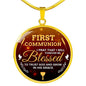 Forever Be Blessed First Communion Necklace Stainless Steel or 18k Gold Heart Pendant 18-22" - Express Your Love Gifts