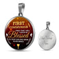 Forever Be Blessed First Communion Necklace Stainless Steel or 18k Gold Heart Pendant 18-22" - Express Your Love Gifts