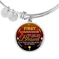 Forever Be Blessed First Communion Stainless Steel or 18k Gold Circle Bangle Bracelet - Express Your Love Gifts