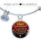 Forever Be Blessed First Communion Stainless Steel or 18k Gold Circle Bangle Bracelet - Express Your Love Gifts