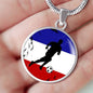 France Flag And Futbol/Soccer Circle Necklace Stainless Steel or 18k Gold 18-22" - Express Your Love Gifts