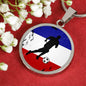 France Flag And Futbol/Soccer Circle Necklace Stainless Steel or 18k Gold 18-22" - Express Your Love Gifts