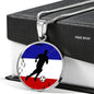 France Flag And Futbol/Soccer Circle Necklace Stainless Steel or 18k Gold 18-22" - Express Your Love Gifts