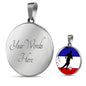 France Flag And Futbol/Soccer Circle Necklace Stainless Steel or 18k Gold 18-22" - Express Your Love Gifts