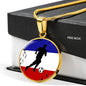 France Flag And Futbol/Soccer Circle Necklace Stainless Steel or 18k Gold 18-22" - Express Your Love Gifts