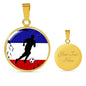 France Flag And Futbol/Soccer Circle Necklace Stainless Steel or 18k Gold 18-22" - Express Your Love Gifts