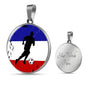 France Flag And Futbol/Soccer Circle Necklace Stainless Steel or 18k Gold 18-22" - Express Your Love Gifts