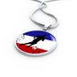 France Flag And Futbol/Soccer Circle Necklace Stainless Steel or 18k Gold 18-22" - Express Your Love Gifts
