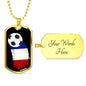 France Flag And Futbol/Soccer Necklace Stainless Steel or 18k Gold Dog Tag 24" Chain-Express Your Love Gifts