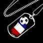 France Flag And Futbol/Soccer Necklace Stainless Steel or 18k Gold Dog Tag 24" Chain-Express Your Love Gifts
