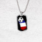 France Flag And Futbol/Soccer Necklace Stainless Steel or 18k Gold Dog Tag 24" Chain-Express Your Love Gifts