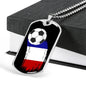 France Flag And Futbol/Soccer Necklace Stainless Steel or 18k Gold Dog Tag 24" Chain-Express Your Love Gifts