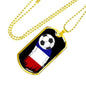 France Flag And Futbol/Soccer Necklace Stainless Steel or 18k Gold Dog Tag 24" Chain-Express Your Love Gifts