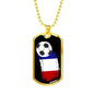 France Flag And Futbol/Soccer Necklace Stainless Steel or 18k Gold Dog Tag 24" Chain-Express Your Love Gifts