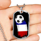 France Flag And Futbol/Soccer Necklace Stainless Steel or 18k Gold Dog Tag 24" Chain-Express Your Love Gifts