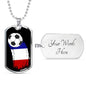 France Flag And Futbol/Soccer Necklace Stainless Steel or 18k Gold Dog Tag 24" Chain-Express Your Love Gifts