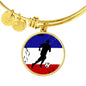 France Flag And Futbol/Soccer Stainless Steel or 18k Gold Circle Bangle Bracelet - Express Your Love Gifts