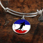 France Flag And Futbol/Soccer Stainless Steel or 18k Gold Circle Bangle Bracelet - Express Your Love Gifts