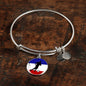 France Flag And Futbol/Soccer Stainless Steel or 18k Gold Circle Bangle Bracelet - Express Your Love Gifts
